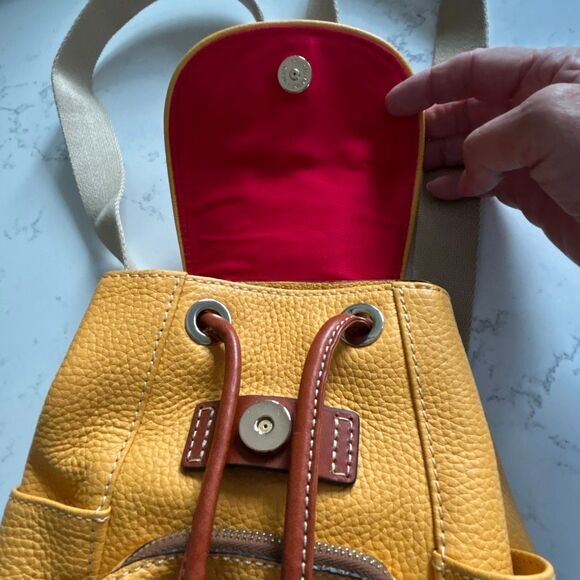 Dooney & Burke Yellow Leather Backpack - Picture 2 of 9